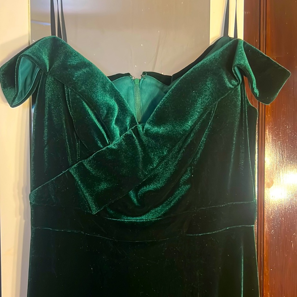 Emerald Satin dress with slit